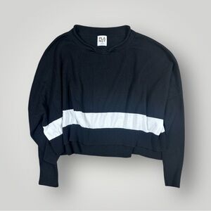 Planet by Lauren G Cropped Boxy Knit Top luxe Pima One Size Lagenlook